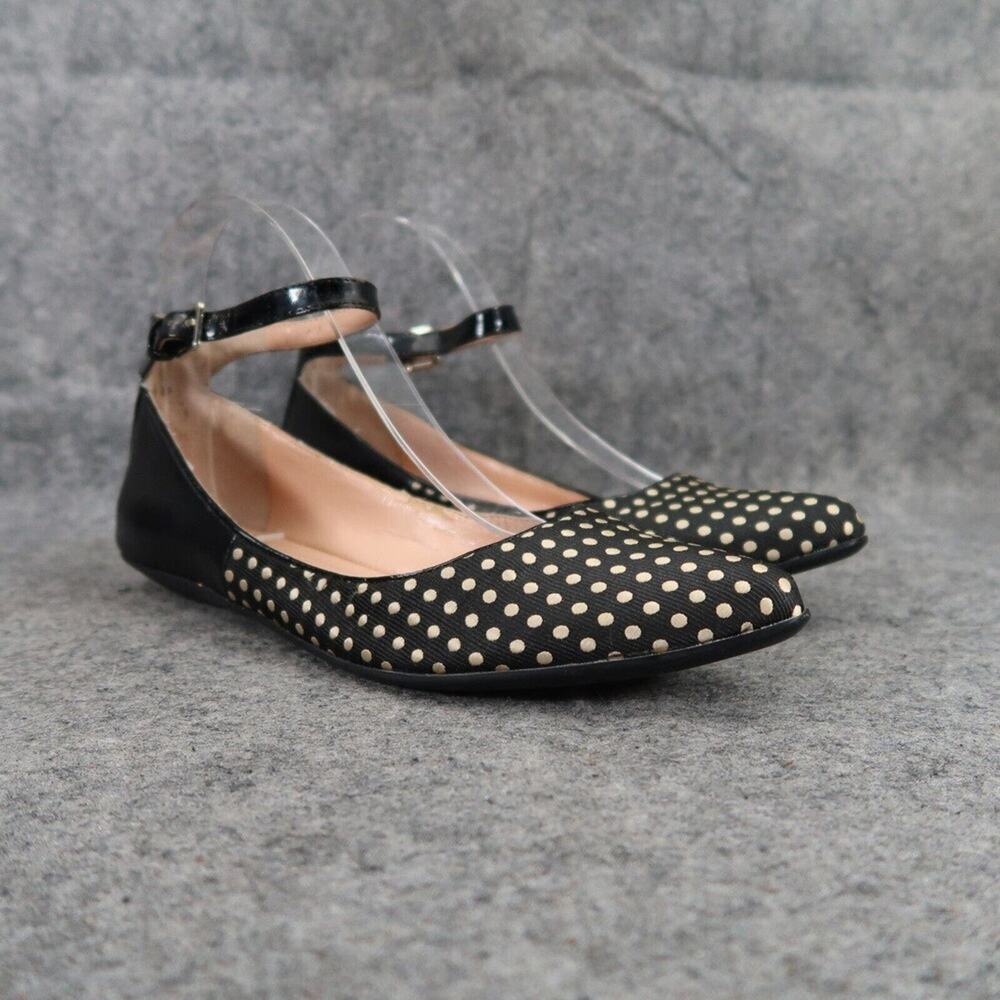 Sole Society Shoes Womens 6 Ballet Flat Ankle Strap Polka Dot Almond Toe Fashion